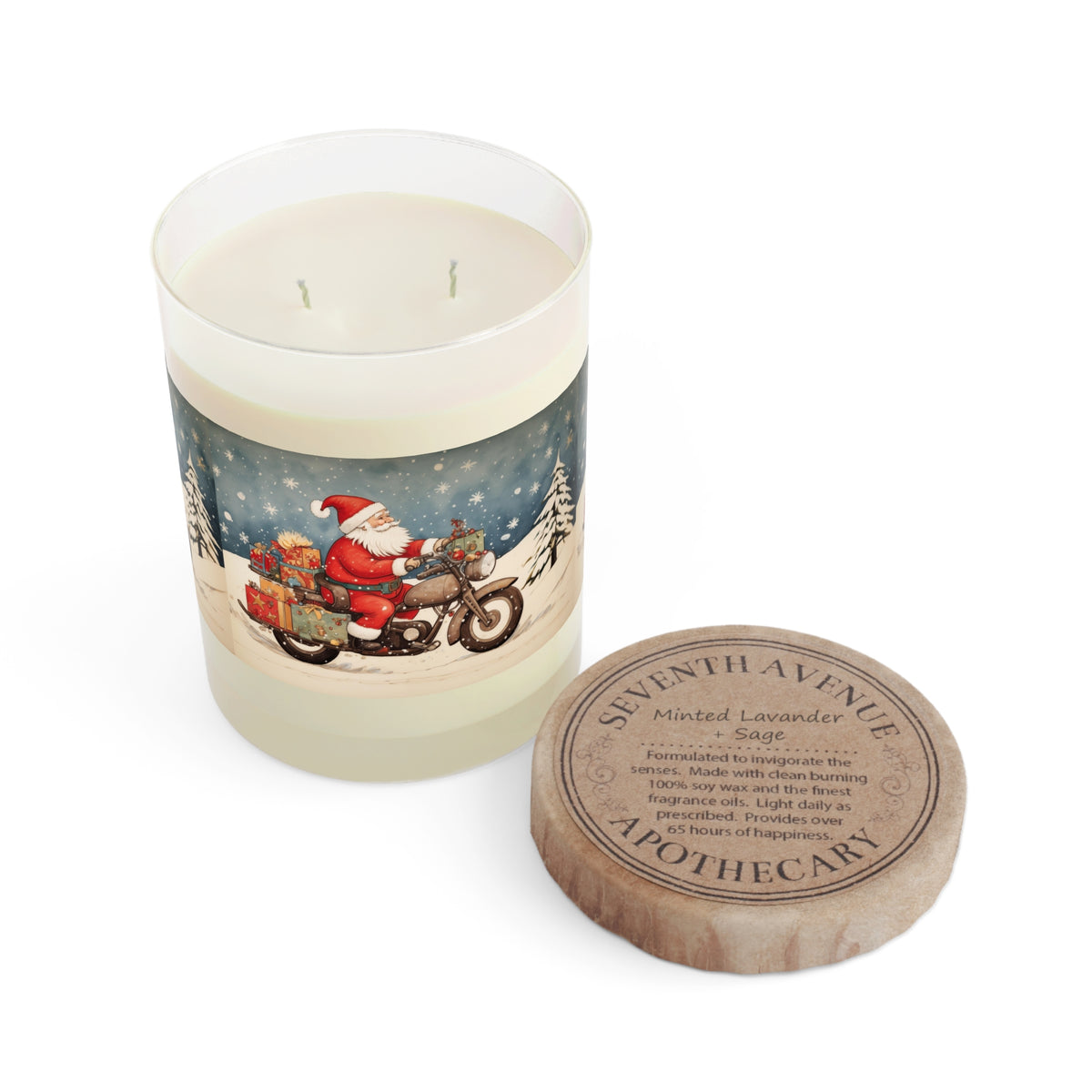 Christmas Santa Motorcycle Candle, Holiday Decor, Scented Candle Gift, Festive Home Fragrance, Winter Aesthetic