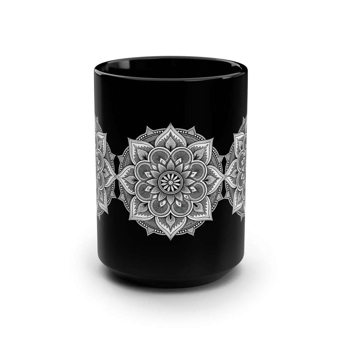 15oz Black Mug — Minimal Vertical Stripe Ceramic Coffee Cup