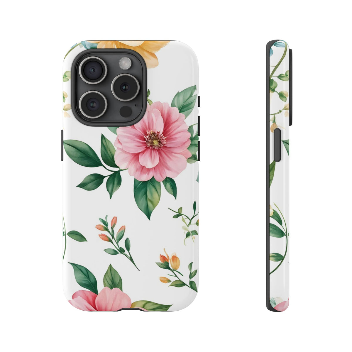 Floral Tough Phone Case — Pink Peony Protective Phone Cover