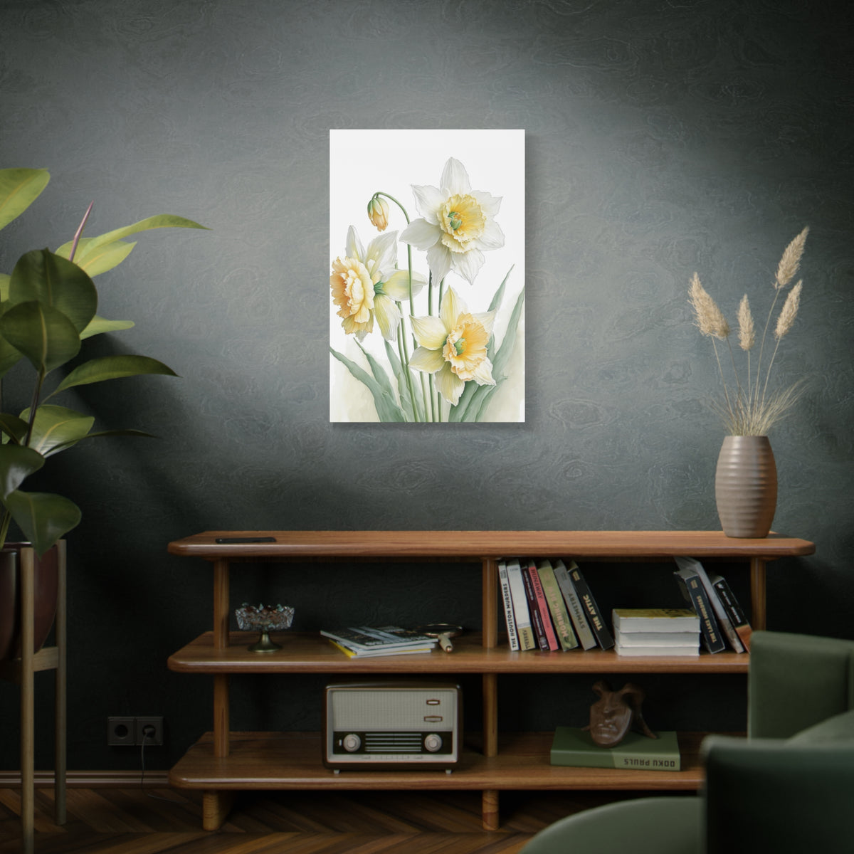 Matte Canvas, Stretched, 1.25" beautiful flowers white and yellow.