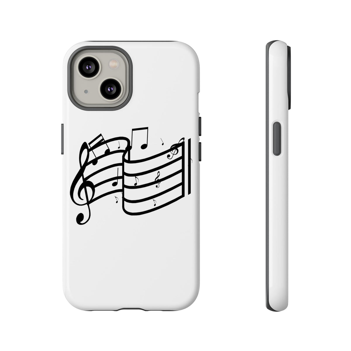 Musical Notes Phone Case — Black Treble Clef Music Staff Tough Case