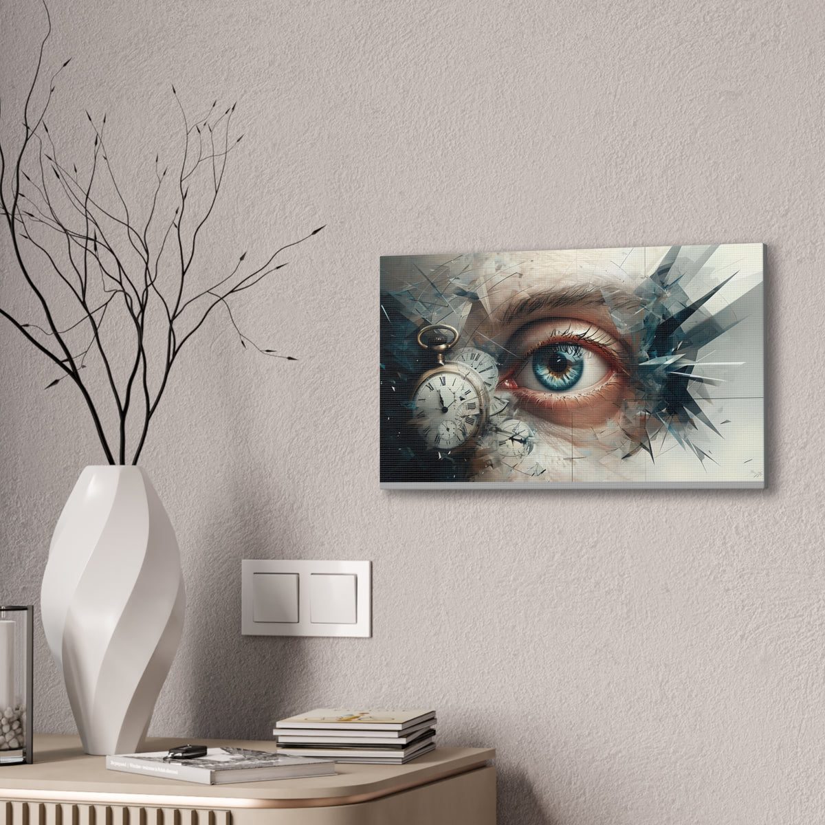 Surreal Canvas Wall Art, Eye with Vintage Clock