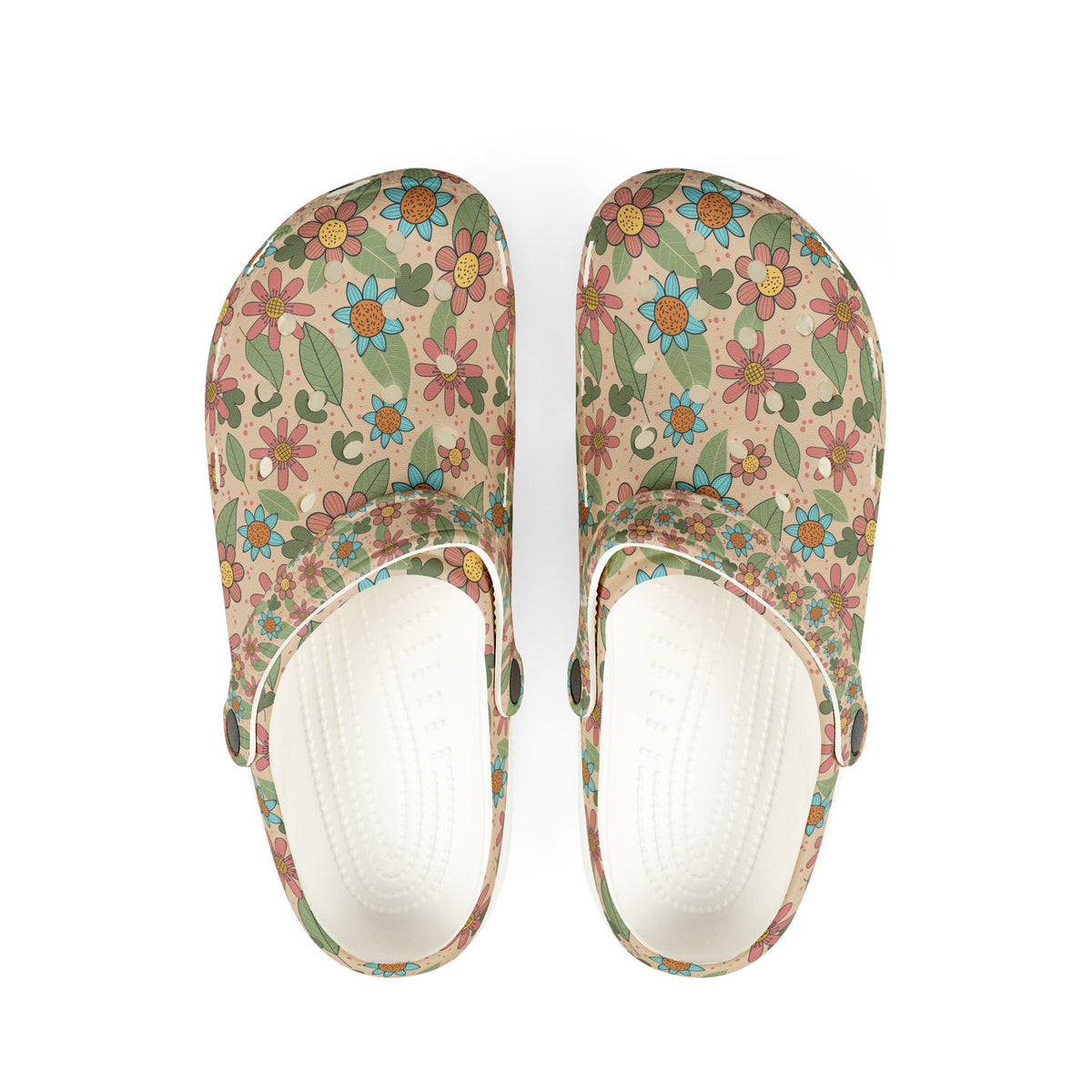 Floral Garden EVA Clogs — Retro Flower Print Foam Slip‑Ons
