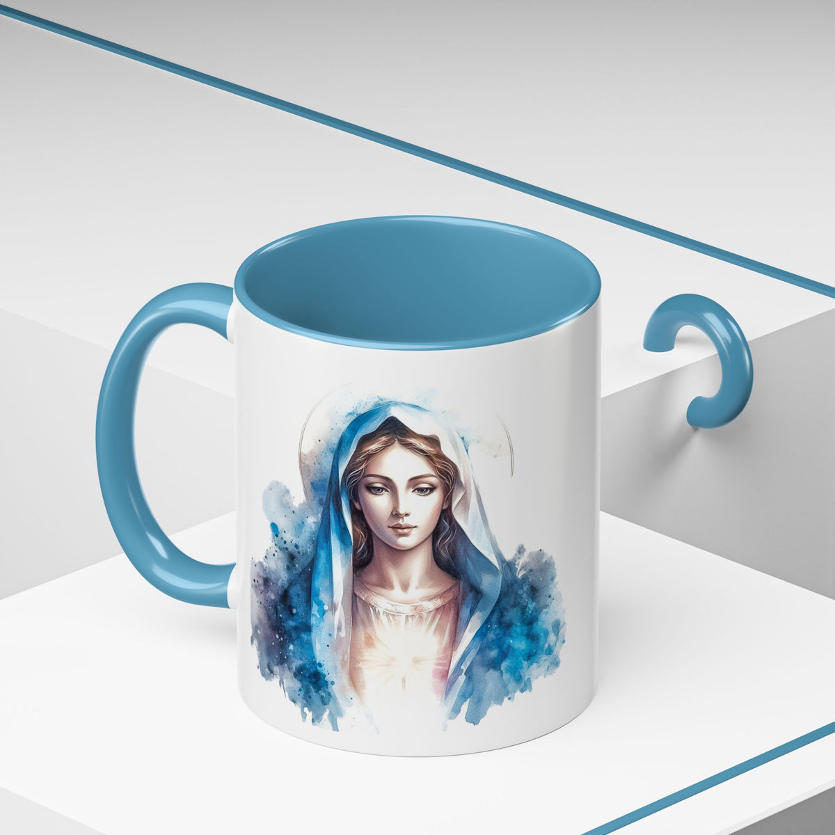 Serene Virgin Mary Coffee Mug - Spiritual Inspiration, Gift for Faith Lovers, Home Decor, Mother's Day, Religious Art