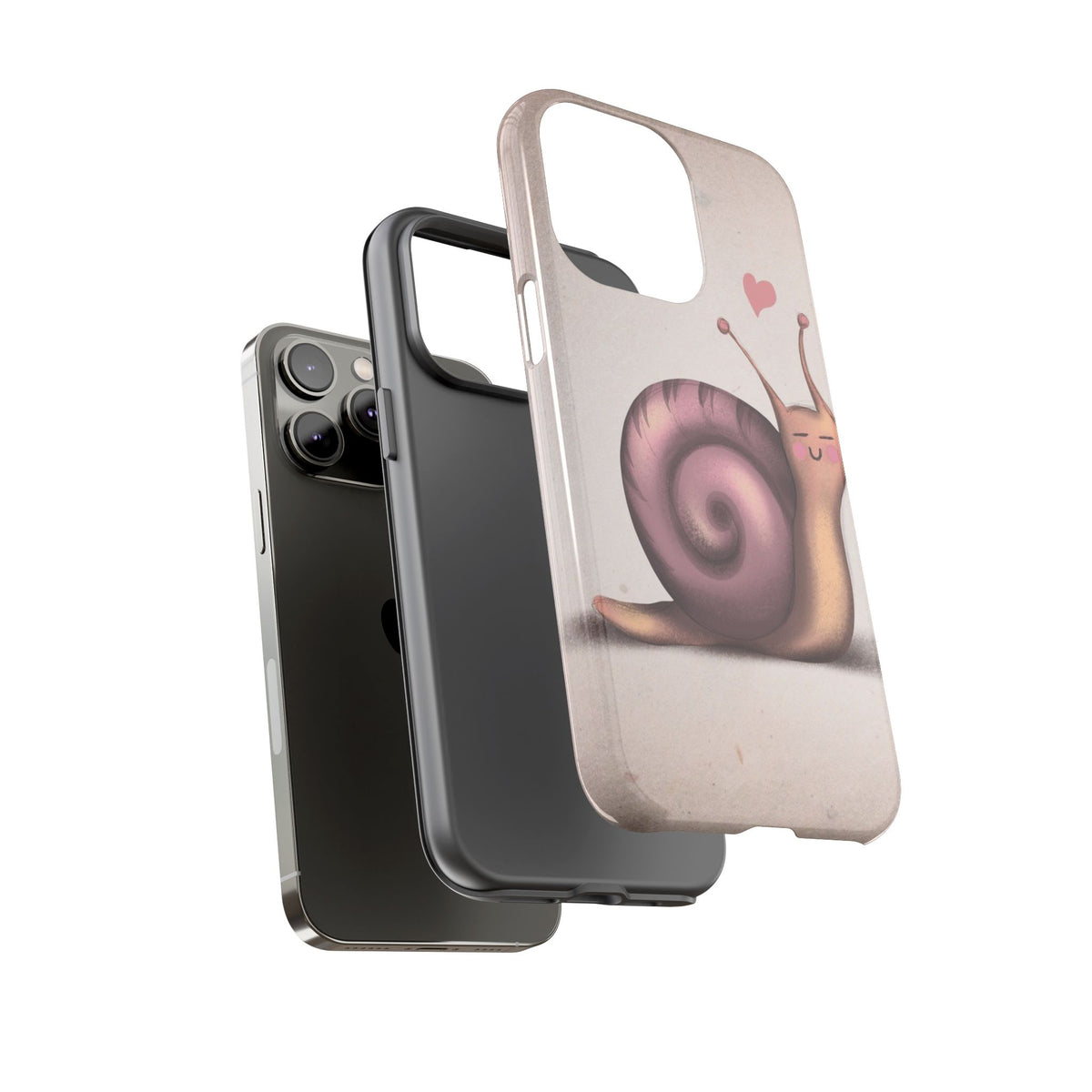 Cute Snail Phone Case — Pink Heart Cartoon Protective iPhone Cover