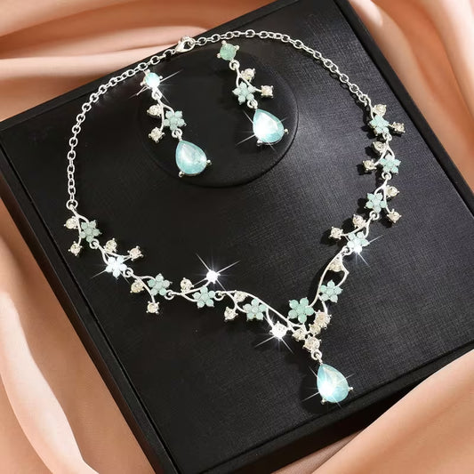 Bridal Necklace And Earrings 2pcs Set, Necklace Jewelry, Bridal Wedding Addition