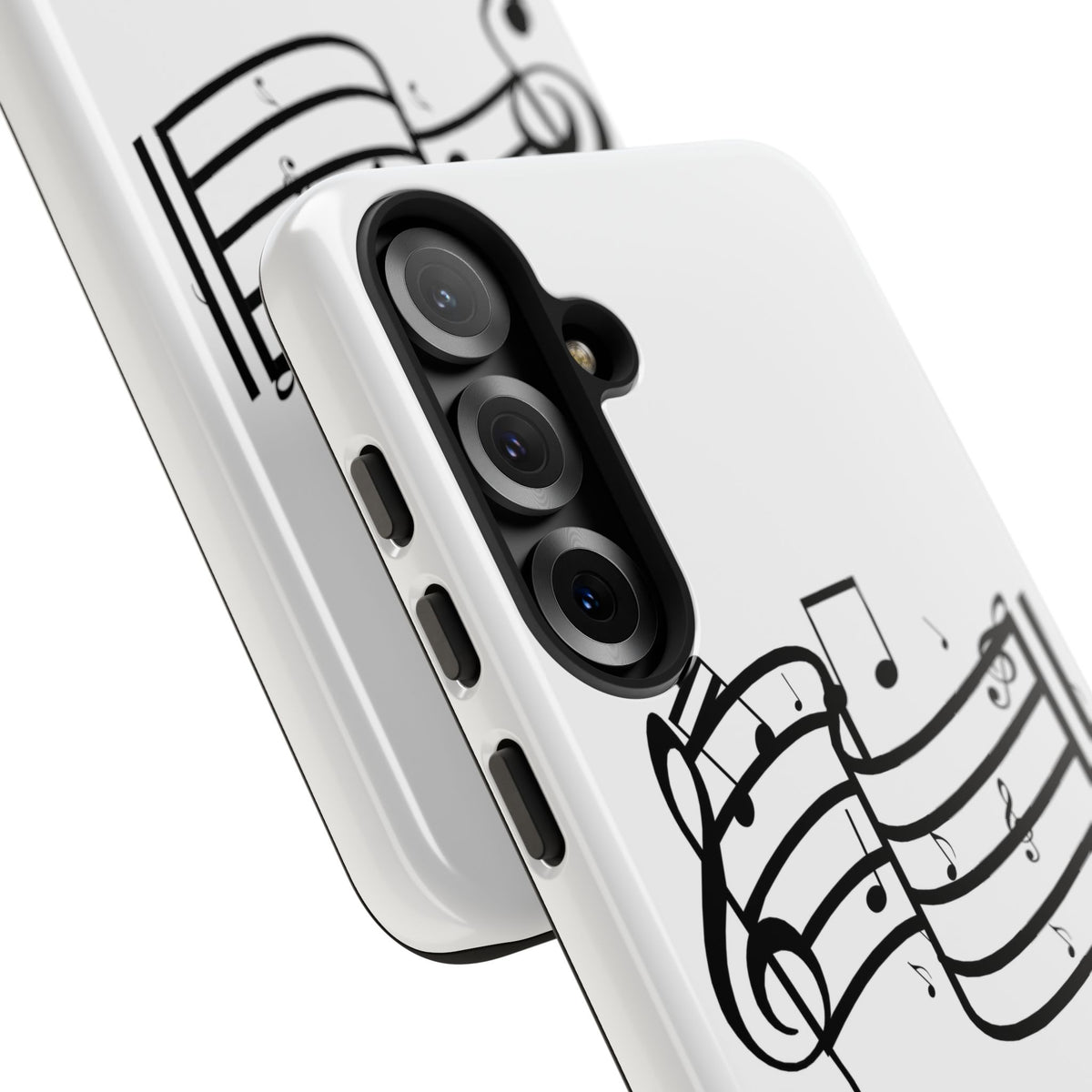 Musical Notes Phone Case — Black Treble Clef Music Staff Tough Case