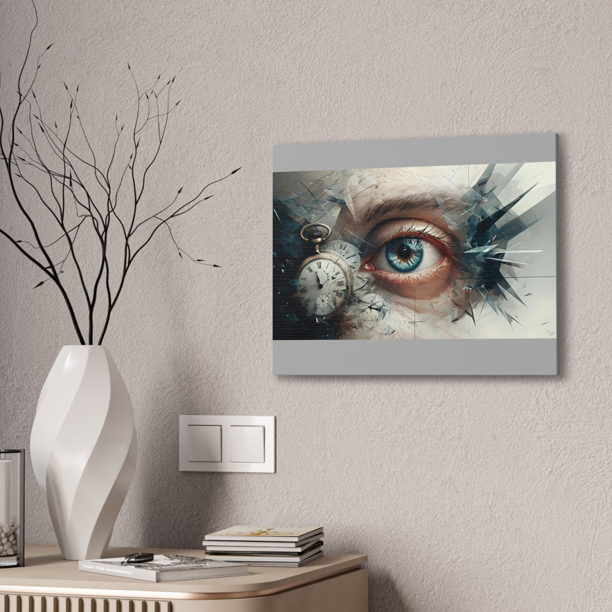 Surreal Canvas Wall Art, Eye with Vintage Clock
