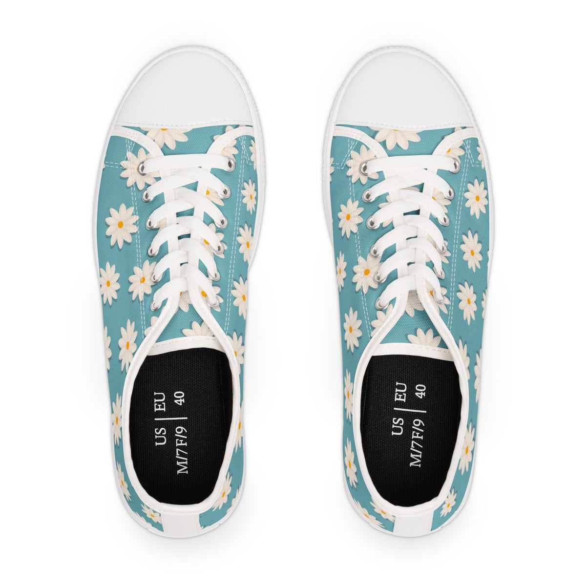 Daisy Print Low Top Sneakers – Retro Floral Canvas Shoes