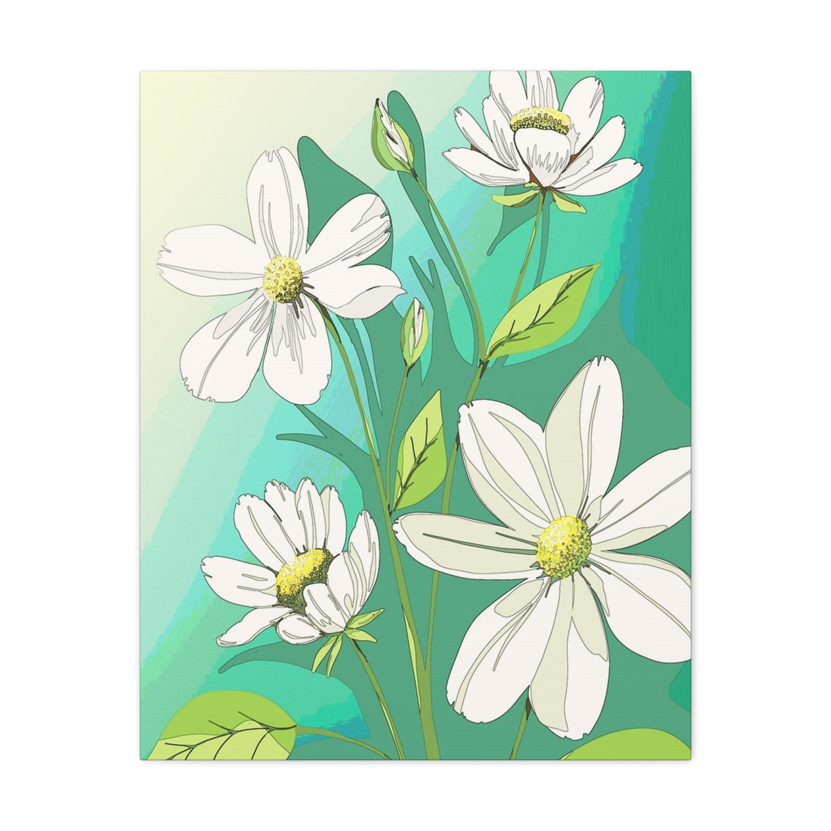 Matte Canvas, Stretched, 1.25" White Flowers