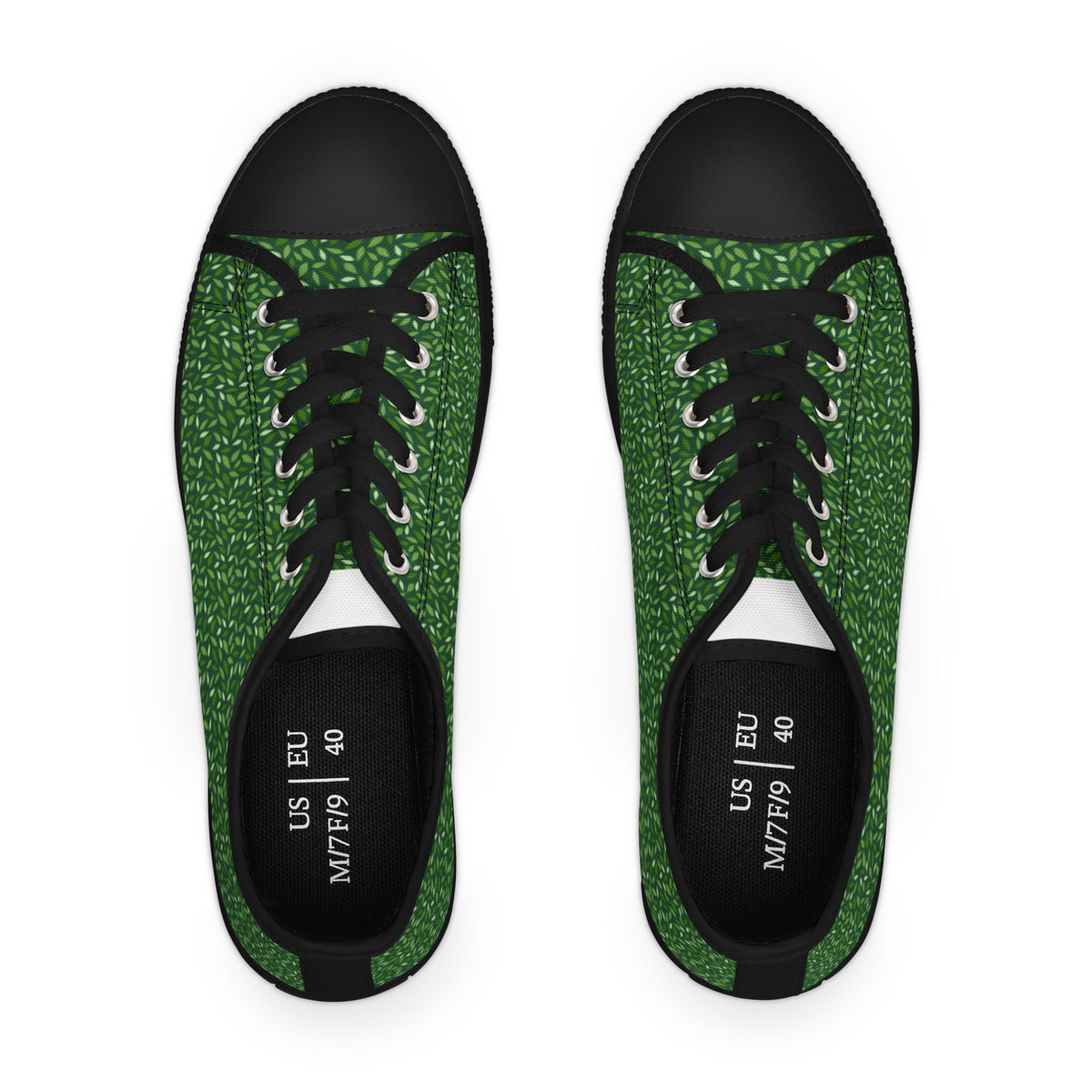 Green Texture Low Top Sneakers — Women's Casual Canvas Shoes