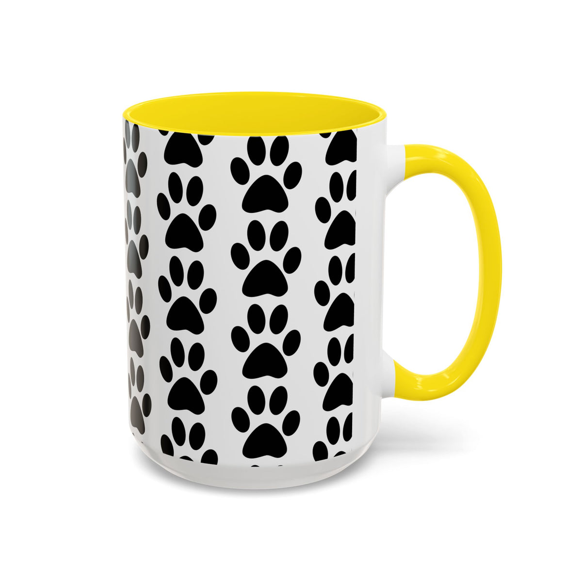 Paw Print Accent Coffee Mug - Dog Lover Gift, Black and White Pet Mug, Cute Animal Decor, Personalized Pet Owner Present, Coffee Tea Cup