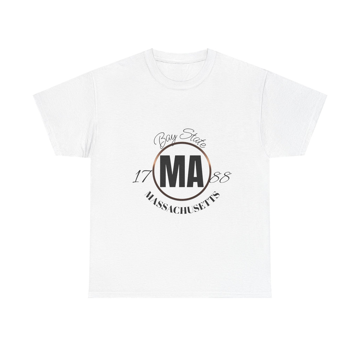 Unisex Heavy Cotton Tee with Massachusetts Design, Casual Wear, Gift for Him/Her, Travel Souvenir, Vintage Style