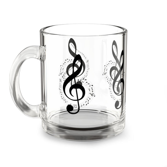 Musical Glass Mug, 10oz - Perfect for Coffee, Tea, Gifts for Music Lovers, Home Decor, Party Favors, Unique Drinkware