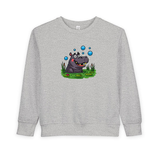 Toddler Hippo Sweatshirt, Cute Animal Apparel, Kids' Gift Idea, Birthday Present, Playful Toddler Clothes, Animal Lover Sweatshirt