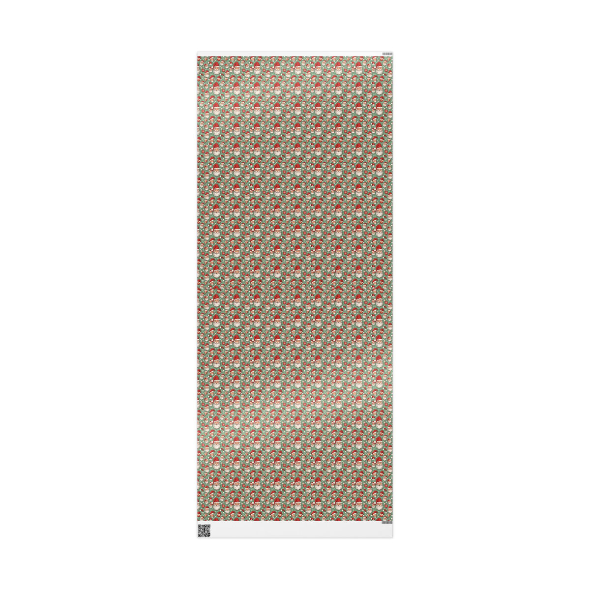 Christmas Santa Face Wrapping Paper Roll — Festive Green Holiday Gift Wrap