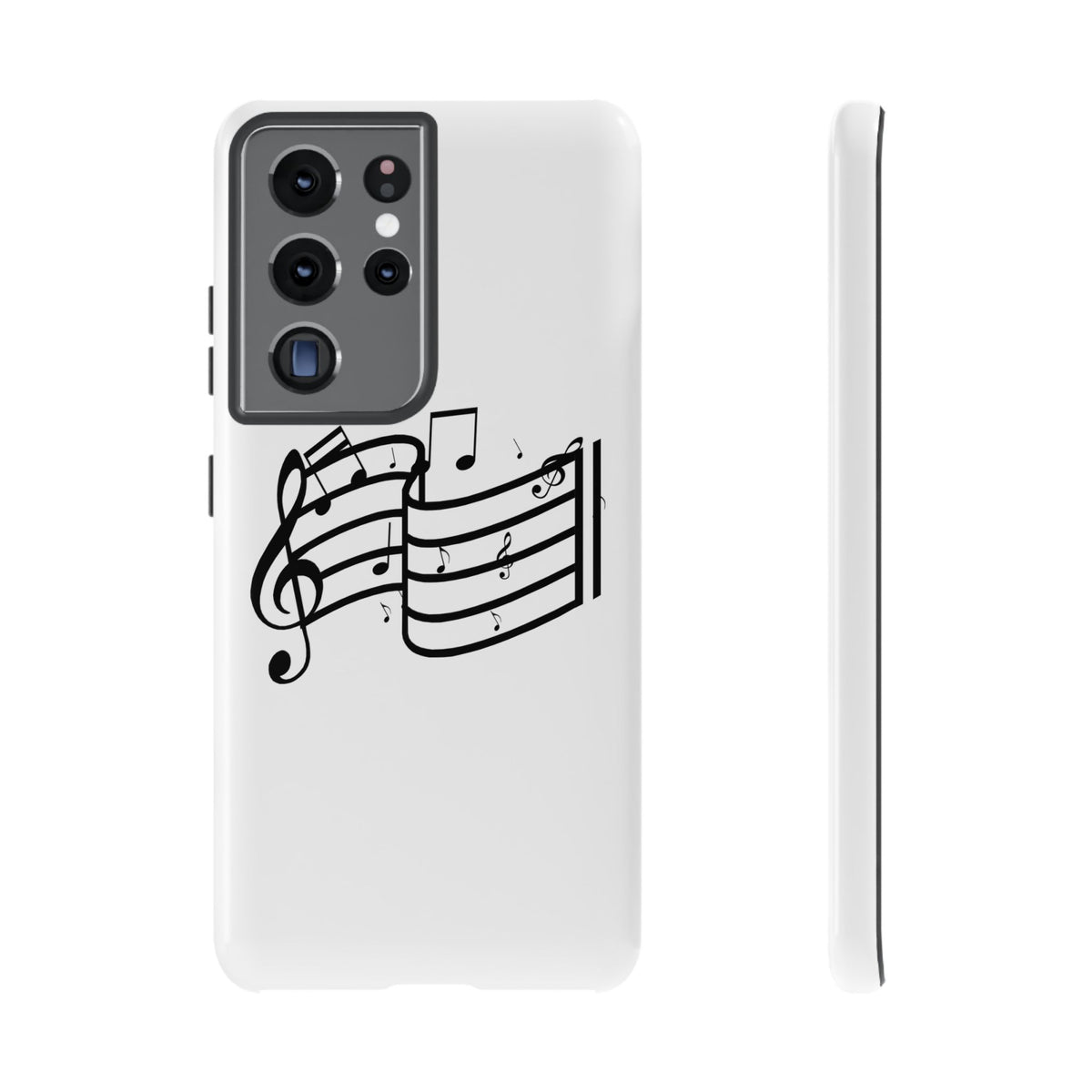 Musical Notes Phone Case — Black Treble Clef Music Staff Tough Case