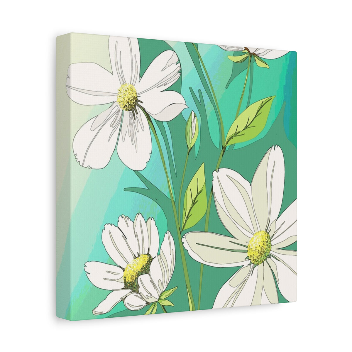 Matte Canvas, Stretched, 1.25" White Flowers