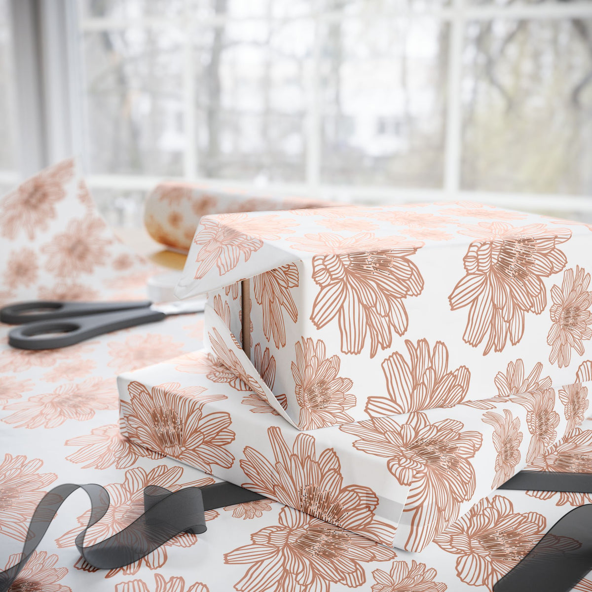 Elegant Floral Wrapping Paper, Gift Wrap for Birthdays, Weddings, Anniversaries, Holidays, Eco-Friendly Gift Wrap