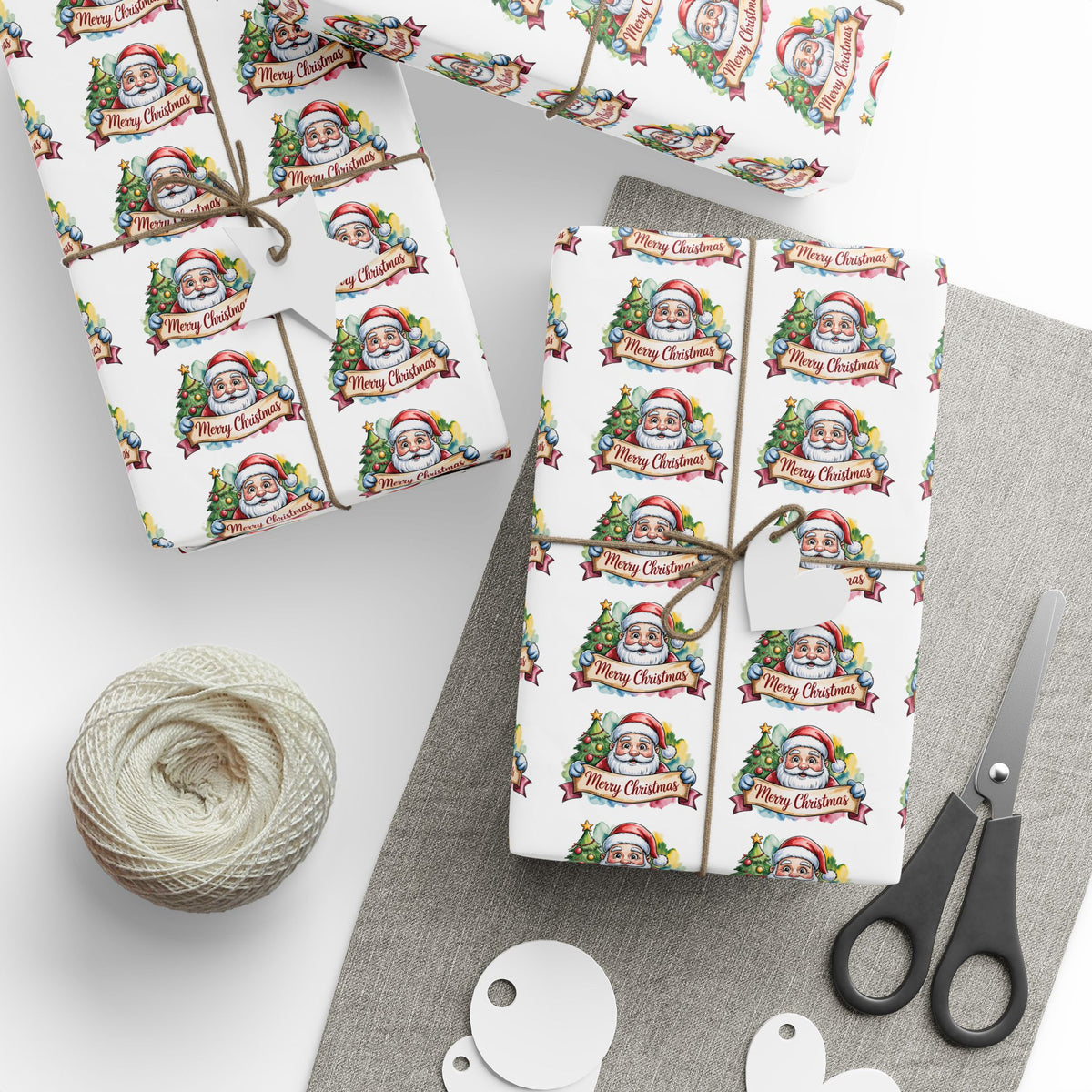 Holiday Santa Emblem Wrapping Paper Roll
