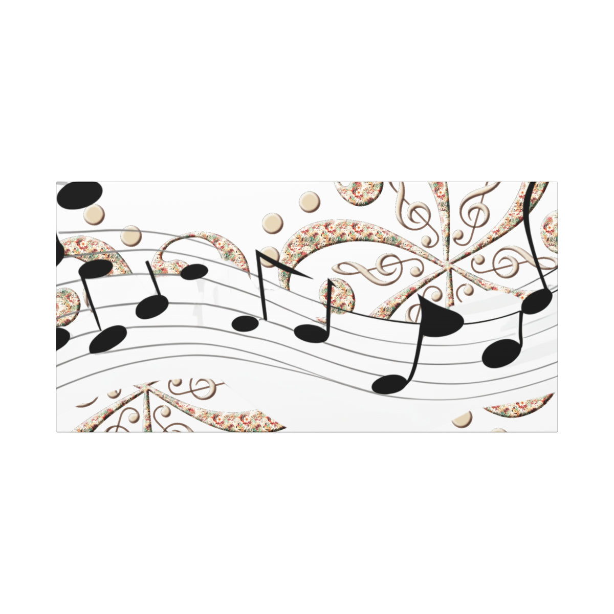 Musical Note Canvas Art, Floral Decor for Home, Music Lover Gift, Wall Art for Musicians, Unique Gift Idea