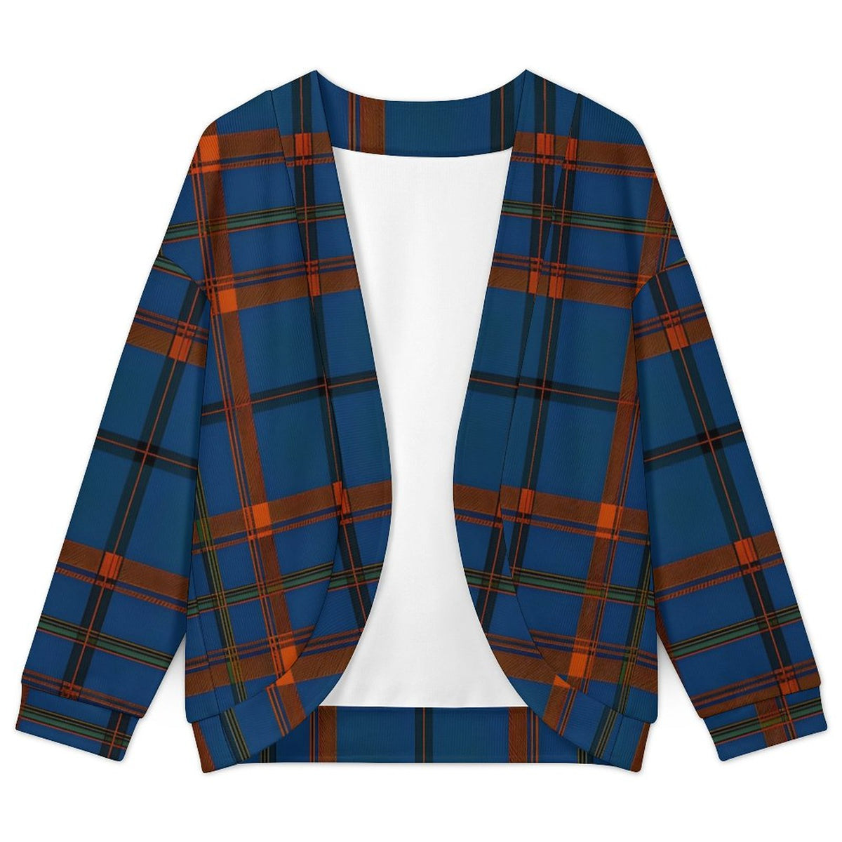 Women's Drop Shoulder Cardigan Plaid