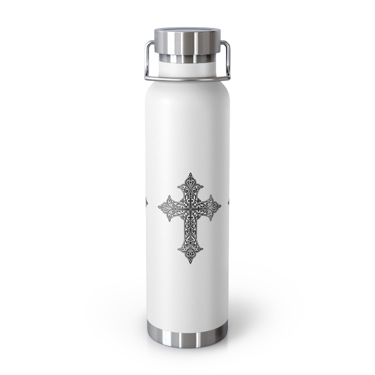 Stylish Copper Insulated Water Bottle - 22oz, Cross Design, Travel Flask, Gift for Him/Her, Unique Outdoor Hydration