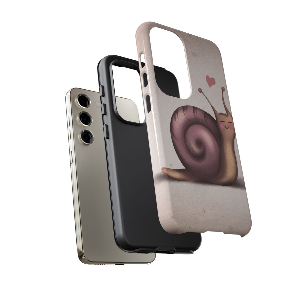 Cute Snail Phone Case — Pink Heart Cartoon Protective iPhone Cover