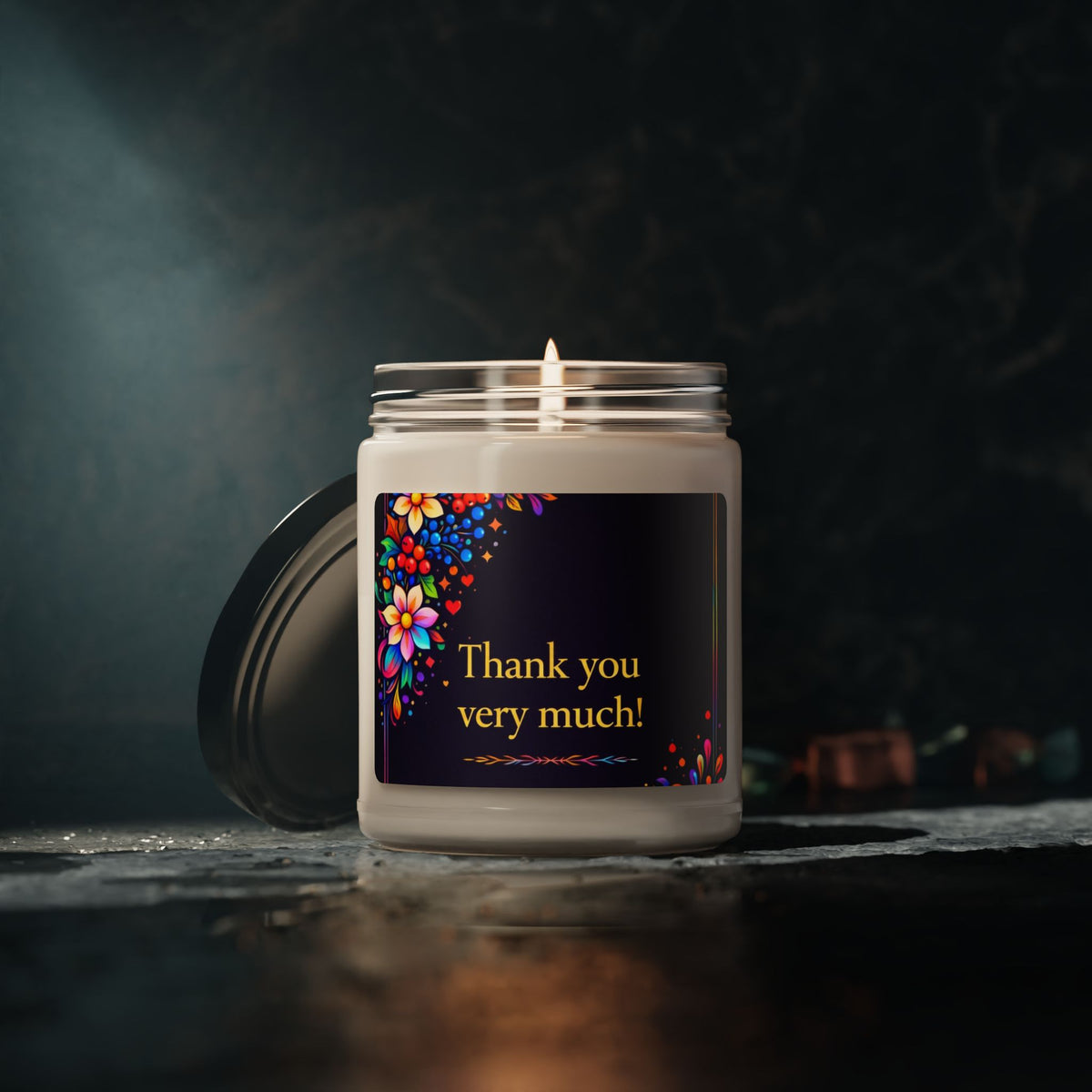 Thank You Very Much Scented Candle — Floral Thank-You Gift Jar (9 oz)