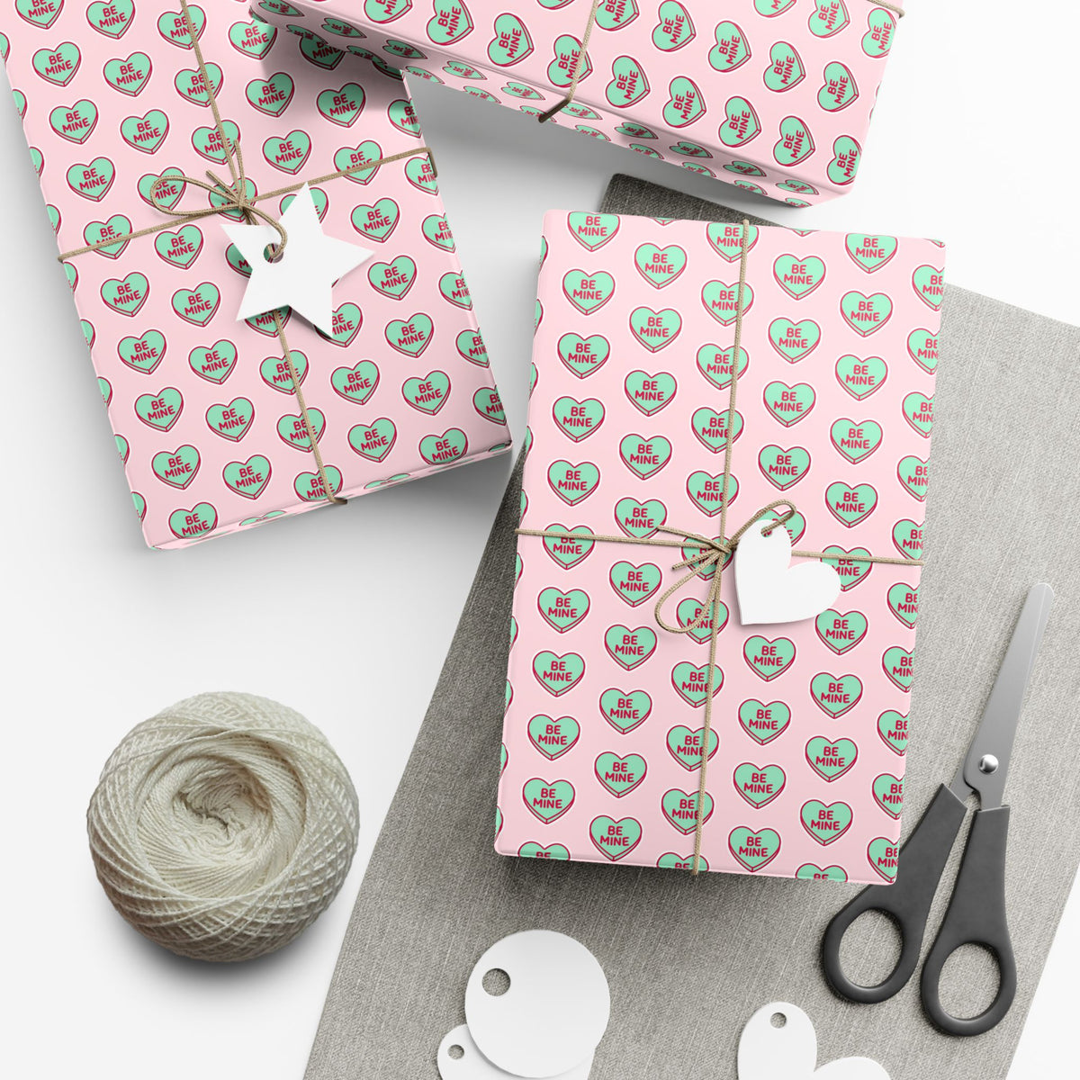 Valentine 'Be Mine' Heart Gift Wrap Paper – Pink Romantic Wrapping Sheets