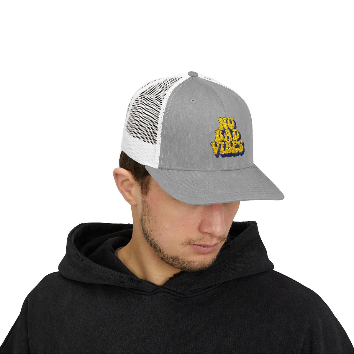 No Bad Vibes Snapback Trucker Cap | Casual Summer Hat, Gift for Her, Trendy Accessory, Outdoor Fun, Festival Wear