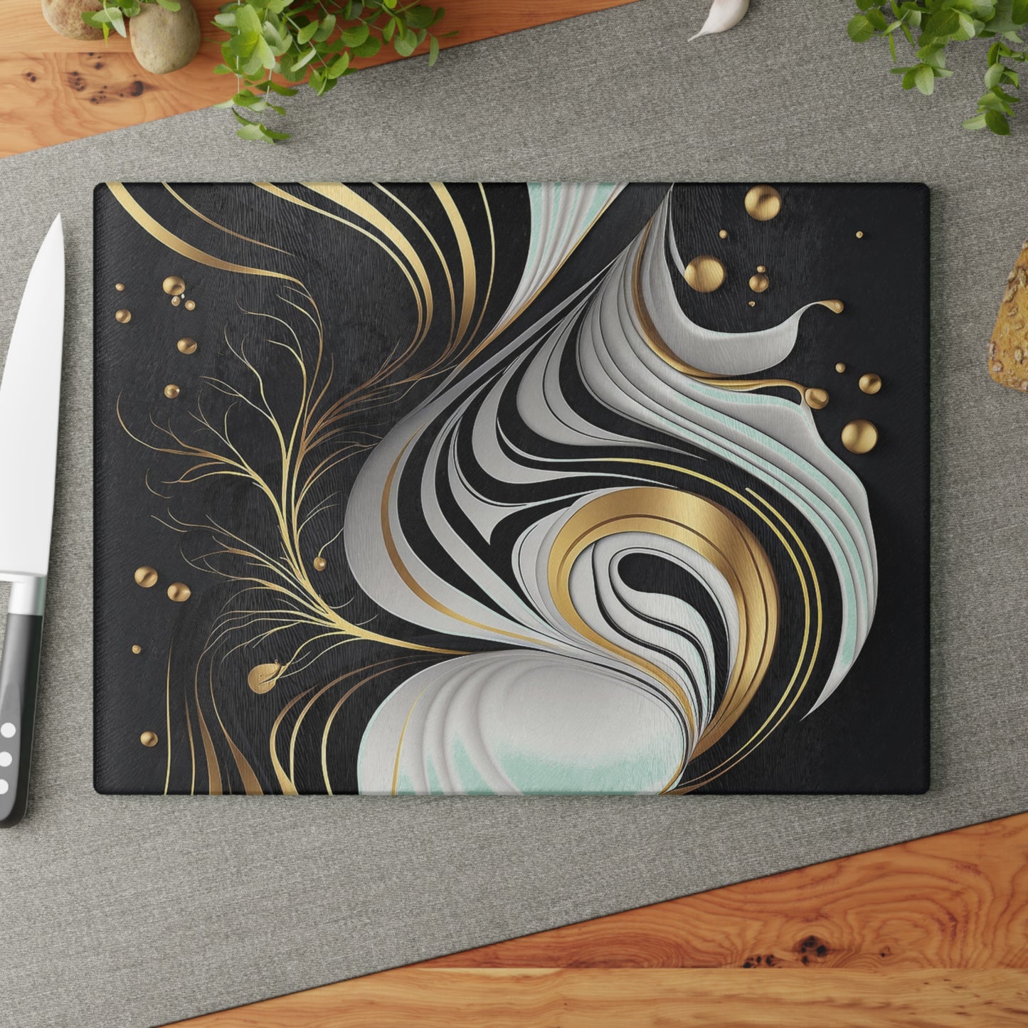 Elegant Abstract Glass Cutting Board
