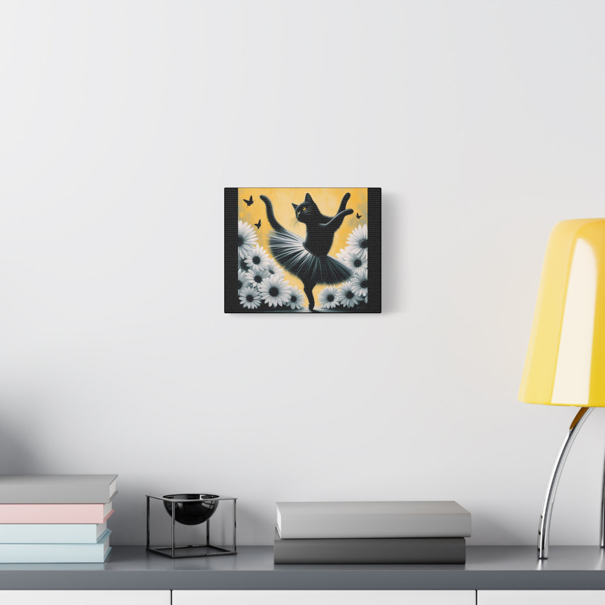 Ballet Black Cat Canvas Print — Whimsical Cat Ballerina Wall Art