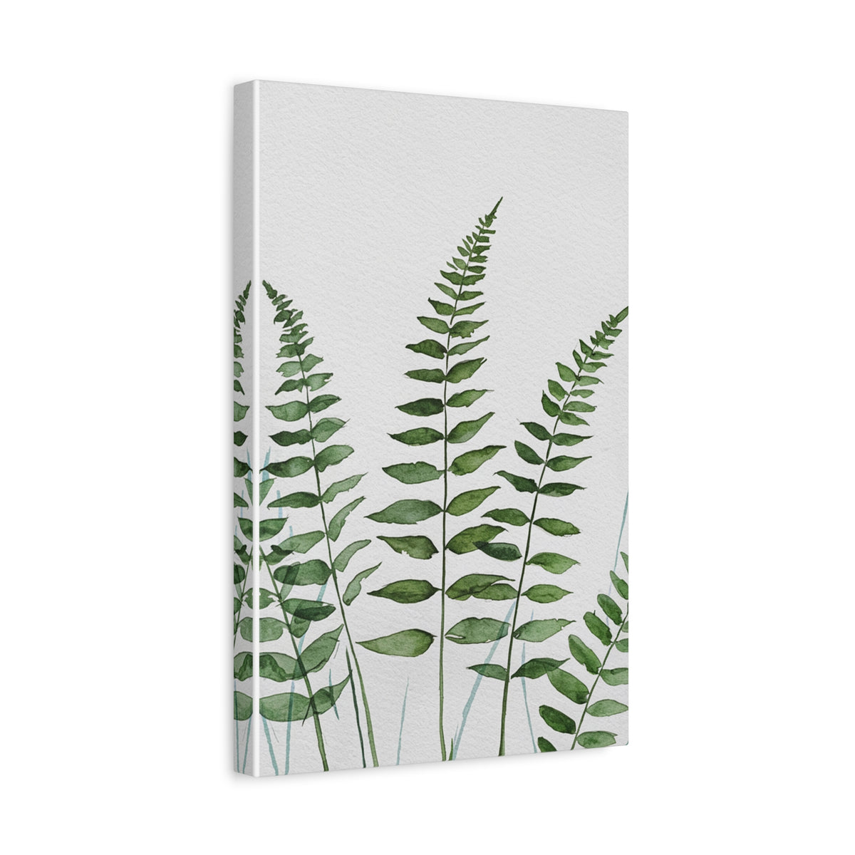 Fern Watercolor Canvas Art – Botanical Matte Stretched Wall Print