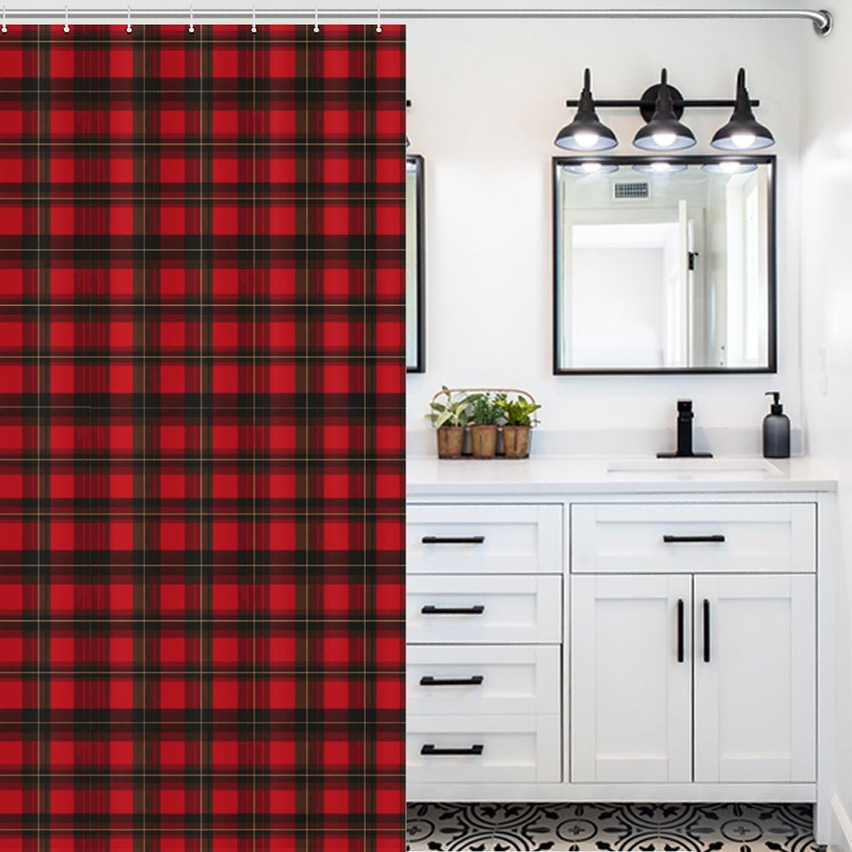 Red Plaid Shower Curtain