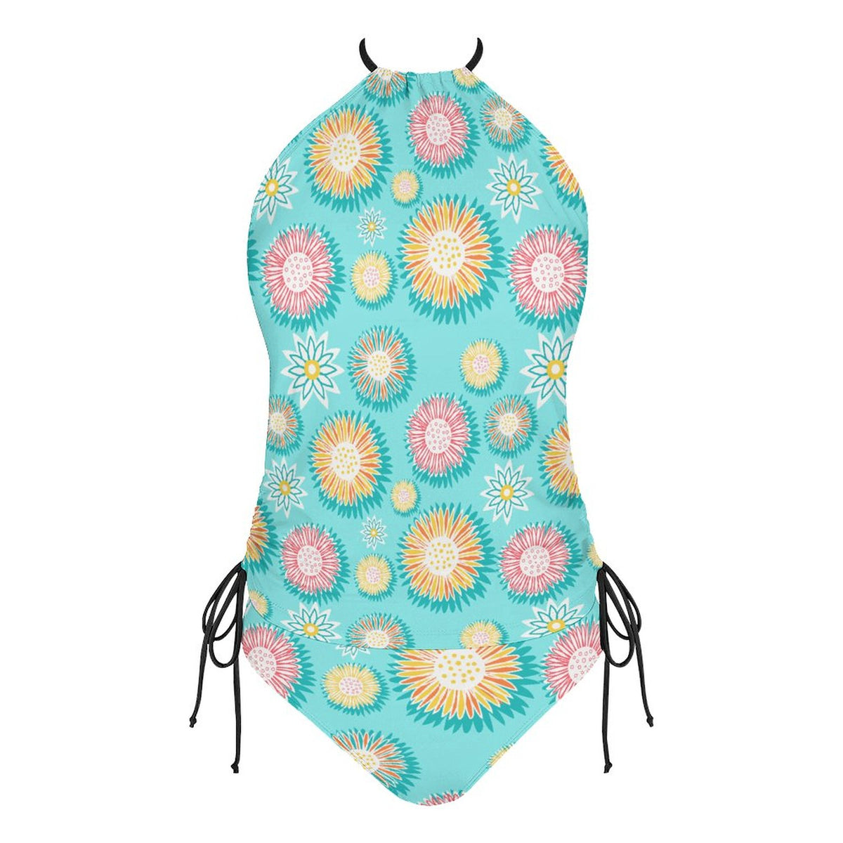 2-Piece Women's Tankini Set with High Neck Halter Top Teal