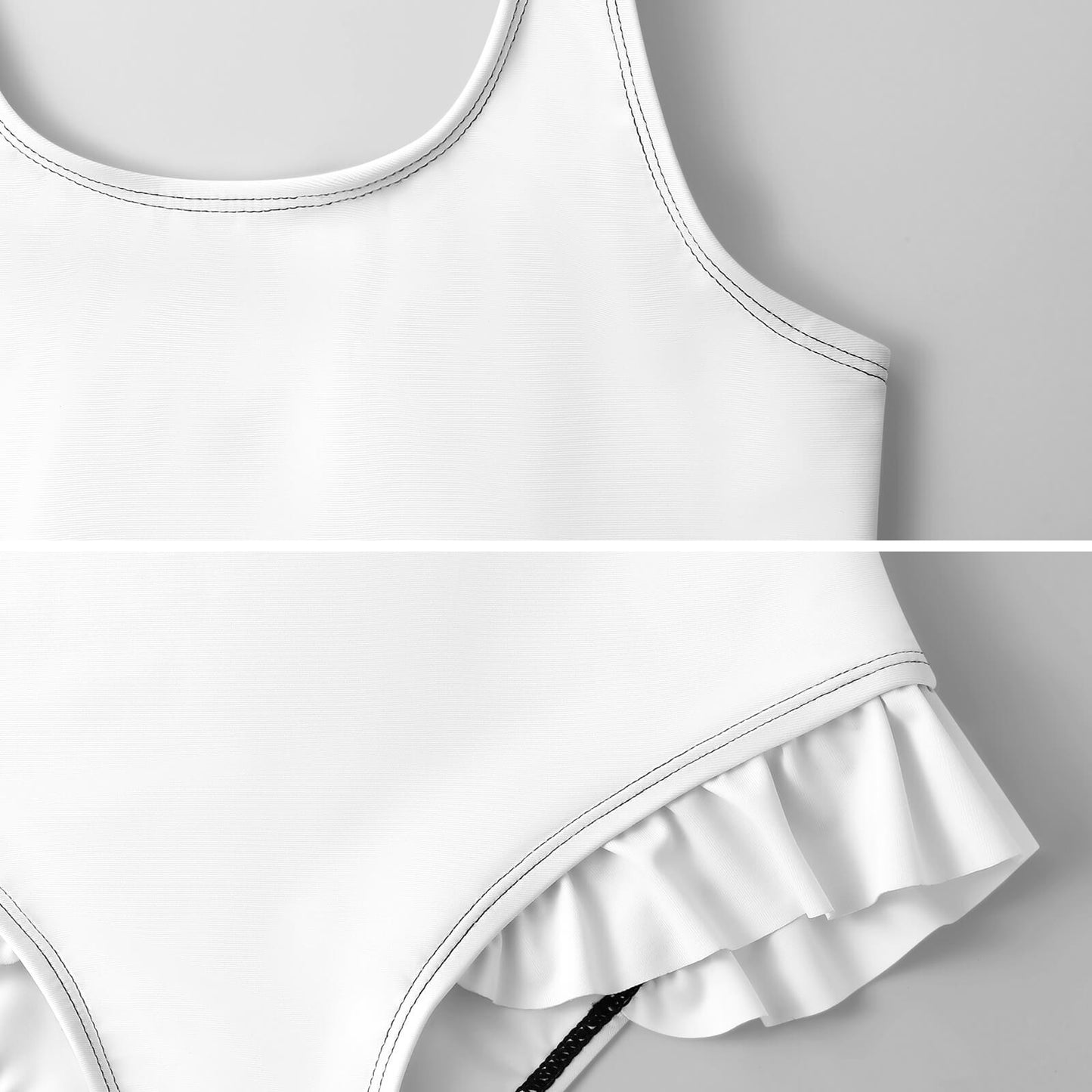 Girls Ruffle Trim One Piece Swimwear Marine