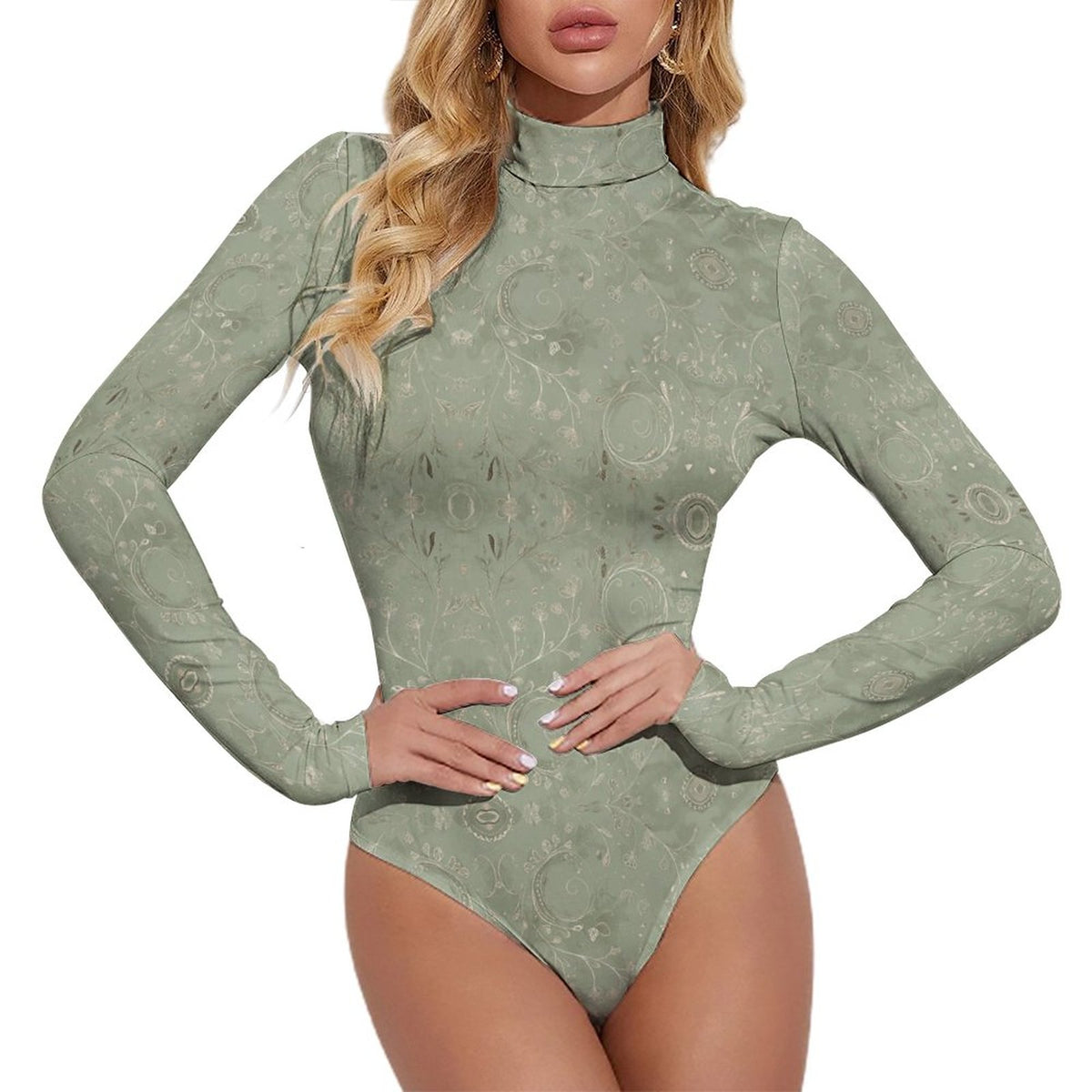 High-collar Long-sleeve Bodysuit