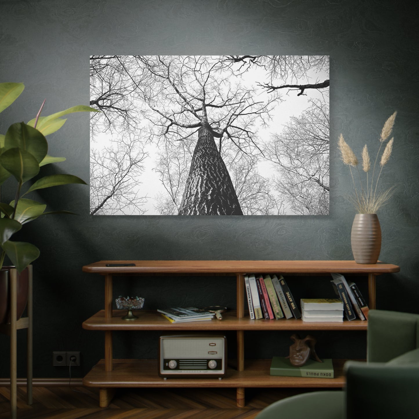Black & White Tree Canopy Matte Canvas Wall Art — Upward Forest Photography