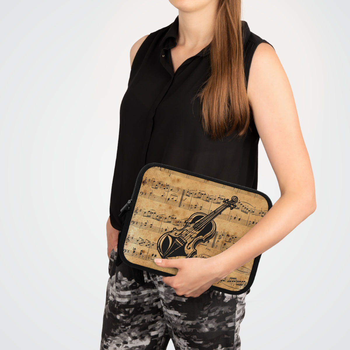 Vintage Music Laptop Sleeve with Violin Design