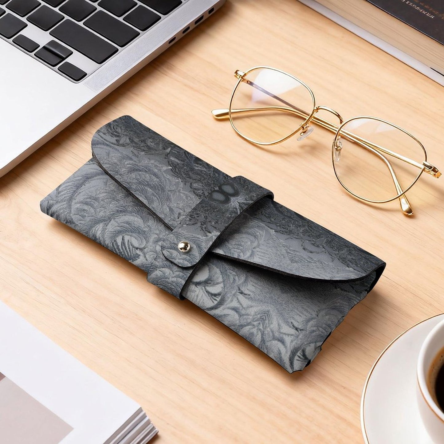 Leather Eyeglass Case Gray