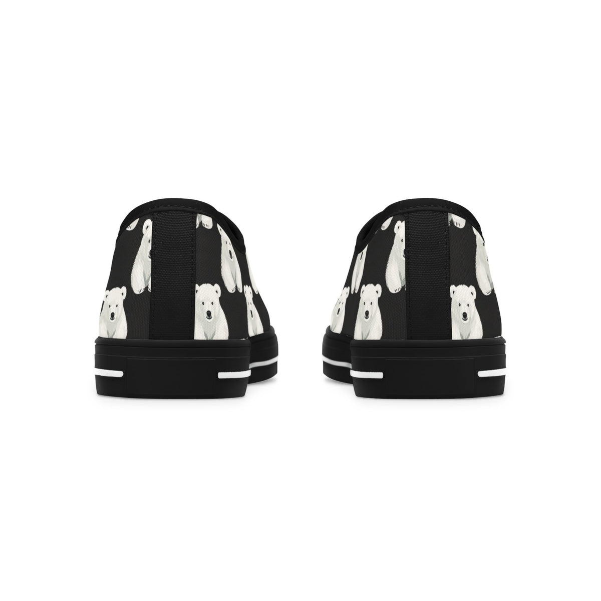 Polar Bear Pattern Low Top Sneakers — Cute Women's Canvas Shoes
