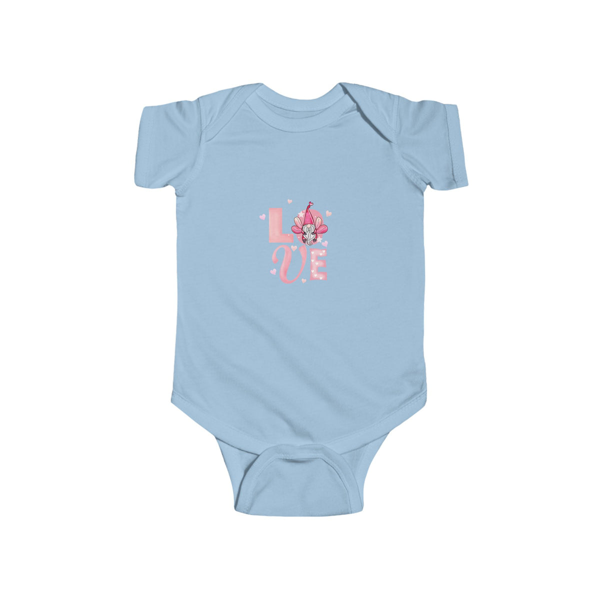 Baby Bodysuit - Pink "LOVE" Floral Design Infant Onesie