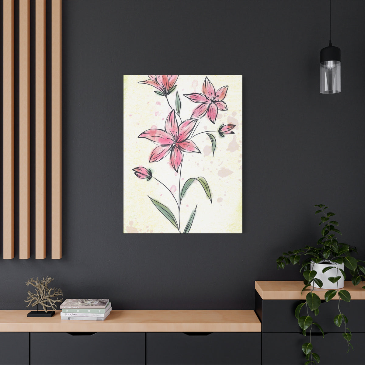Matte Canvas, Stretched, 1.25" Tulips Pink Flowers