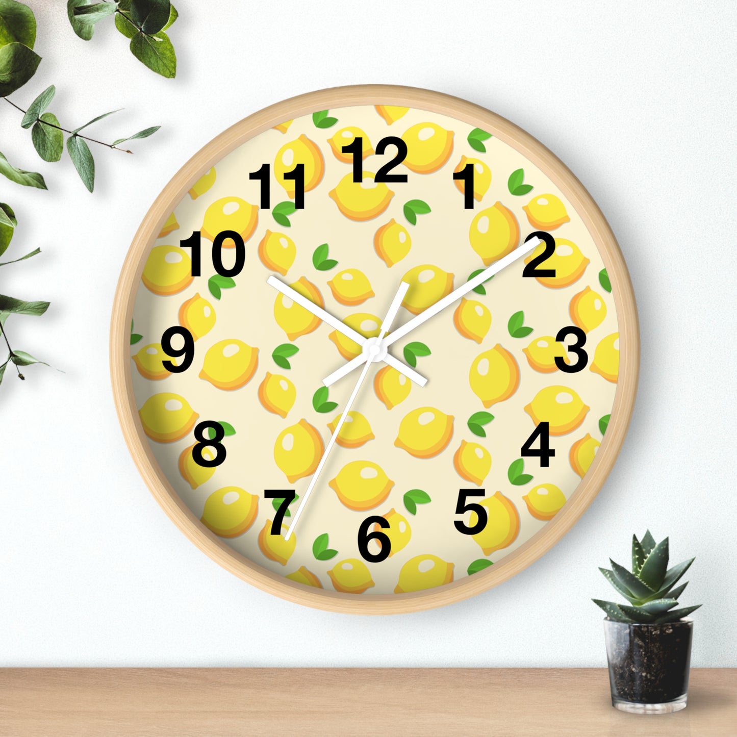 Lemon Pattern Wall Clock – Bright Citrus Kitchen Clock