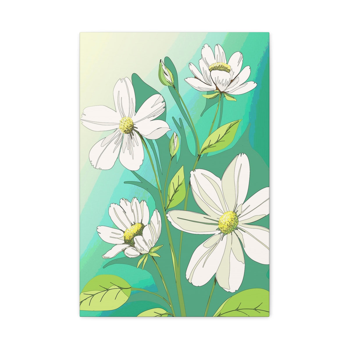 Matte Canvas, Stretched, 1.25" White Flowers