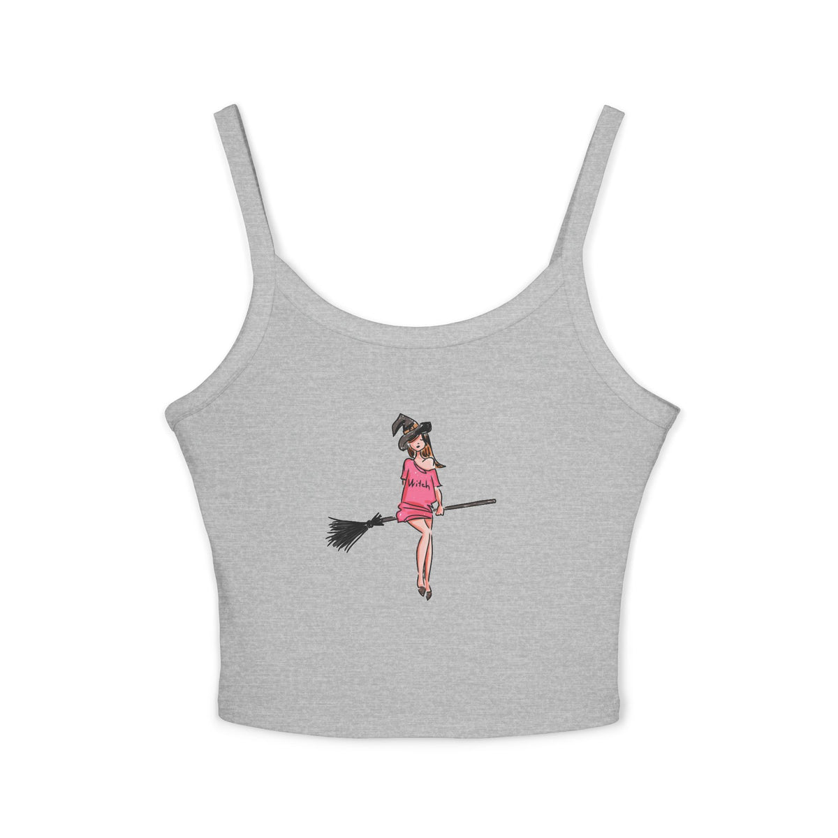 Witchy Spaghetti Strap Tank Top - Fun Summer Wear, Casual Party Top, Perfect for Halloween, Gifts for Friends, Everyday Fashion