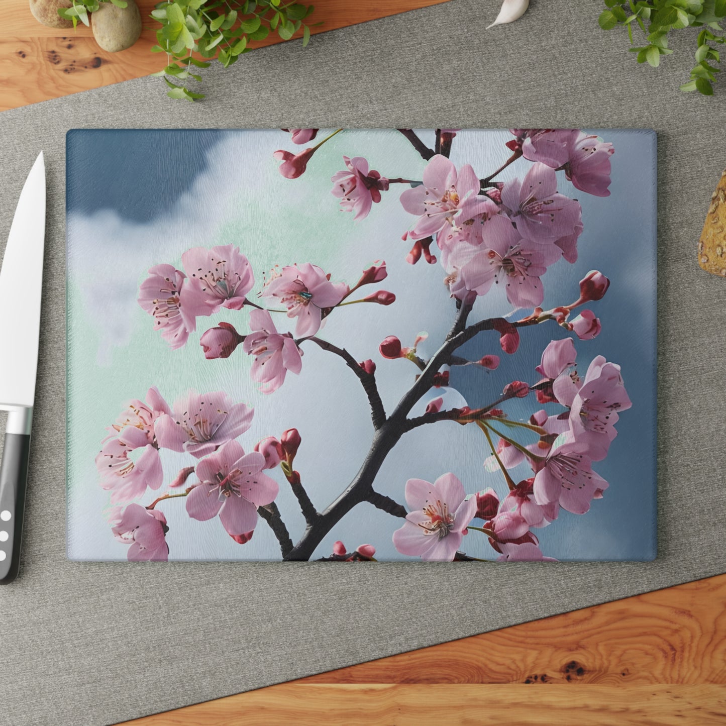 Elegant Floral Glass Cutting Board