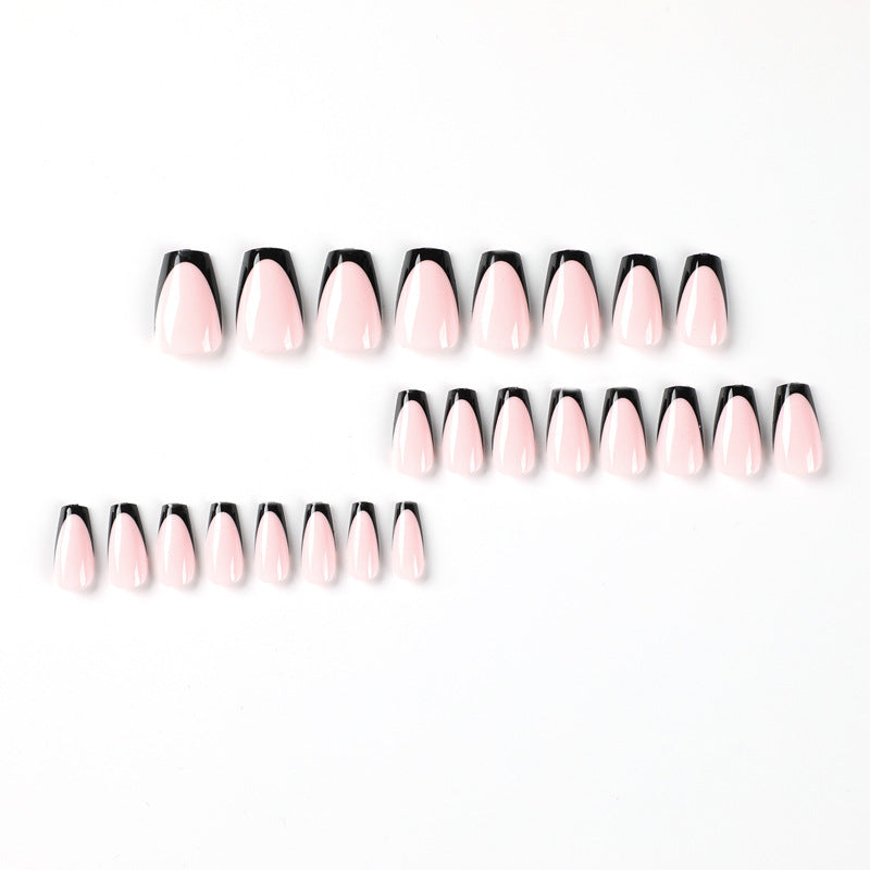 Press-on nails pads wholesale black edge French short ballet nail pads wholesale nail pads wholesale nail art – Image 2