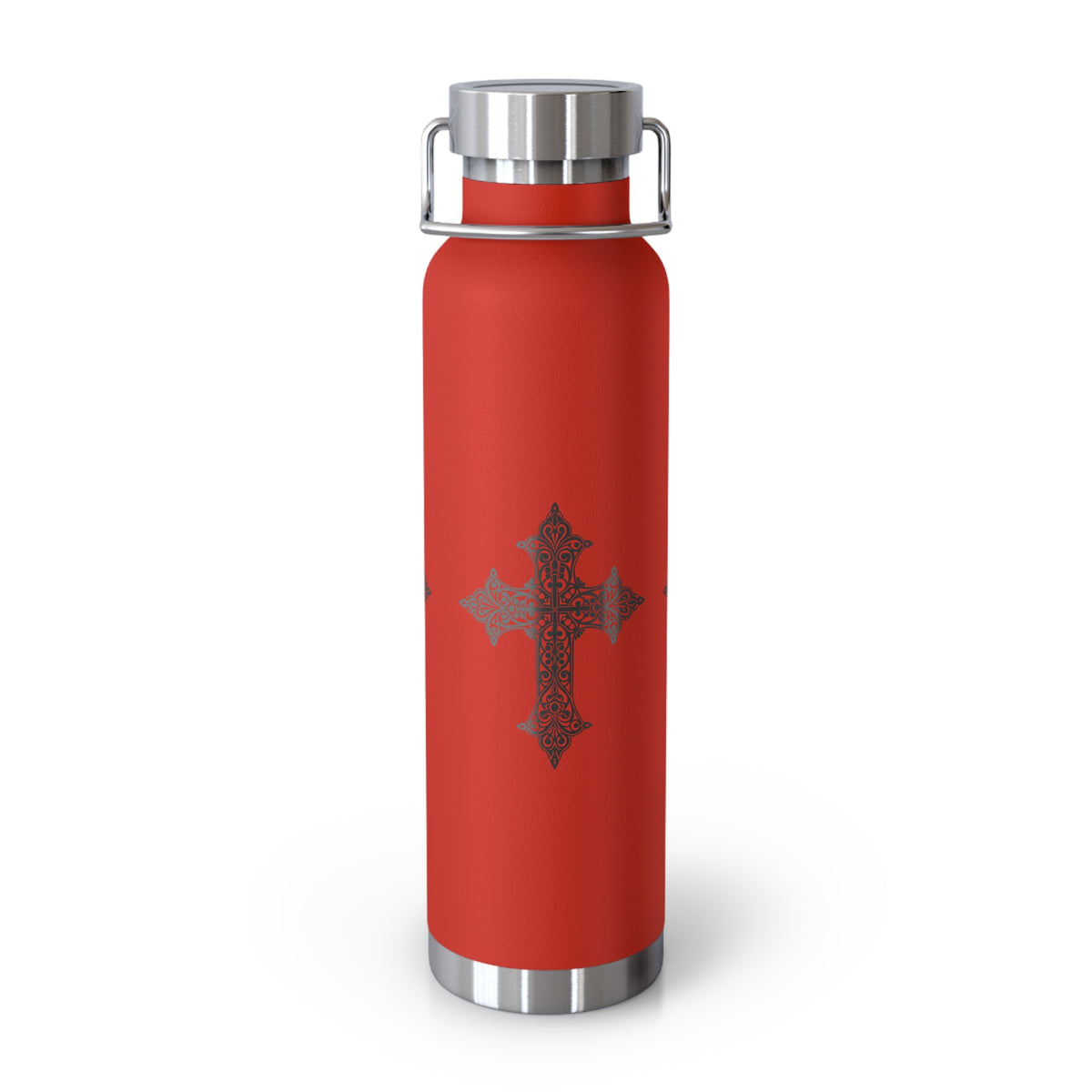 Stylish Copper Insulated Water Bottle - 22oz, Cross Design, Travel Flask, Gift for Him/Her, Unique Outdoor Hydration